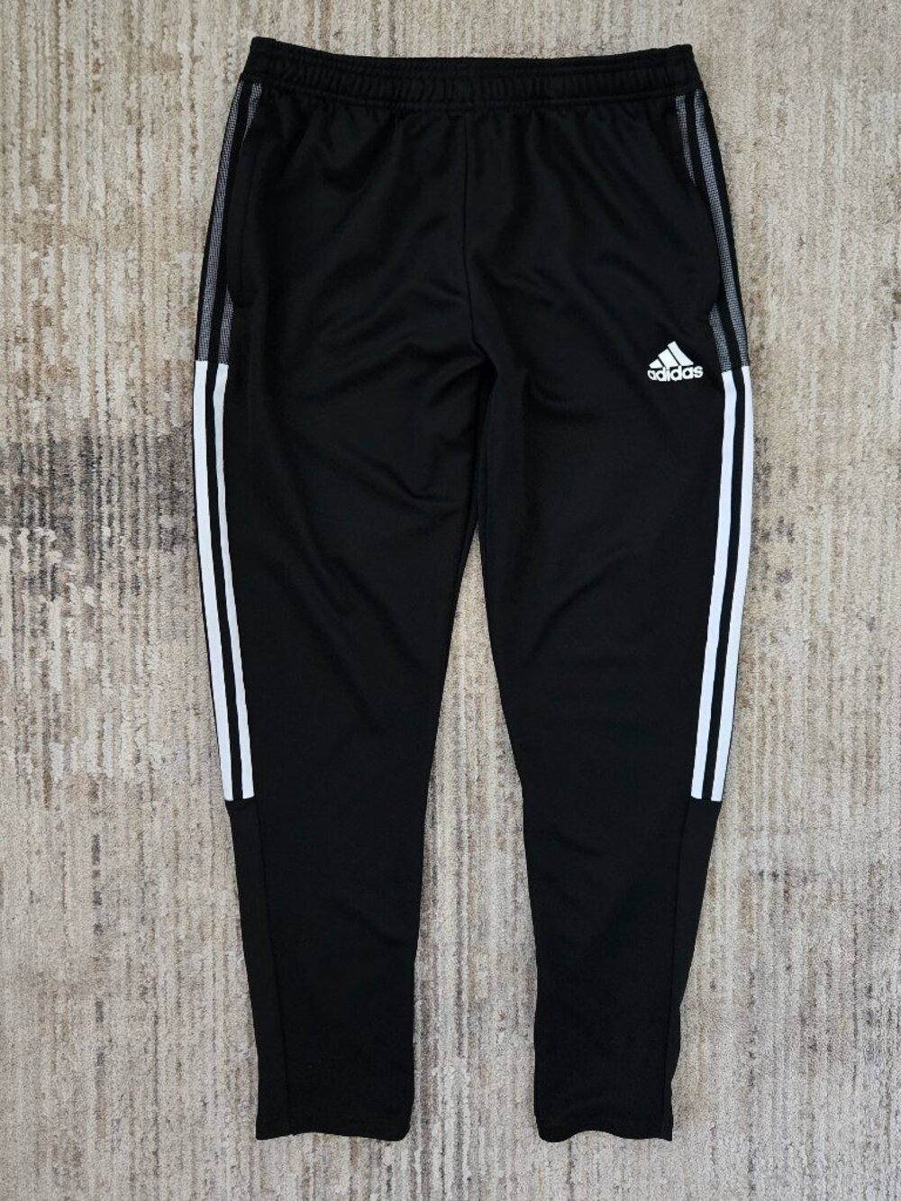 Adidas Primegreen Track Pants Mens Black Three Stripe Athletic Zip Ankles L
